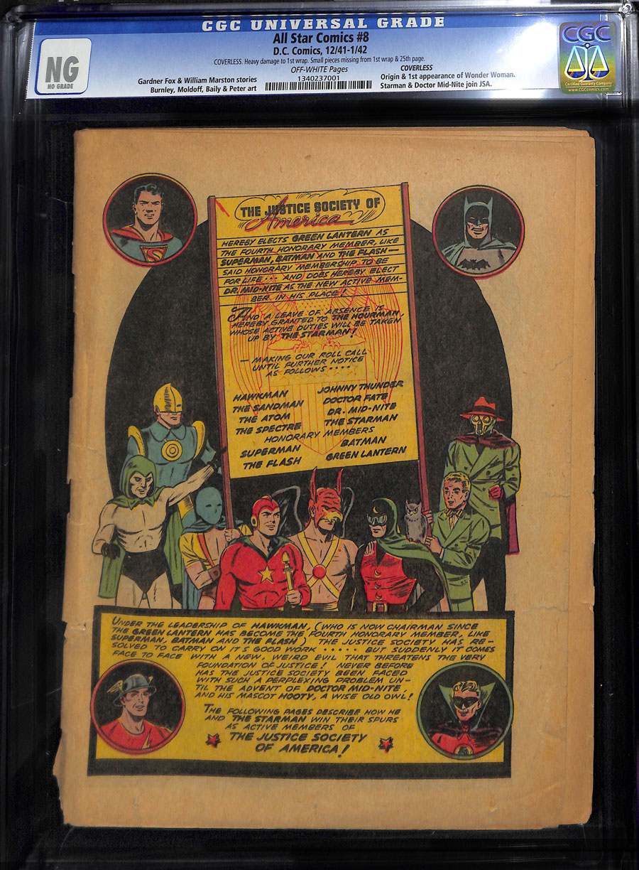 ComicConnect ALL STAR COMICS 1940 78 8 CGC Coverless 0.1