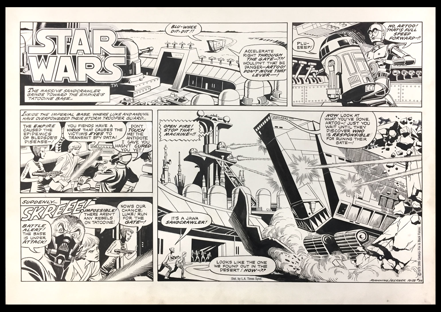 Star Wars Sunday Page #26 by Russ Manning from 9/2/1979 Large Half Page Size! 
