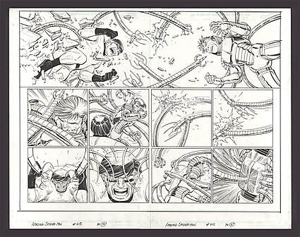 John Romita Jr. - AMAZING SPIDER-MAN (1999-2003) #45 Double Page Spread Comic Art