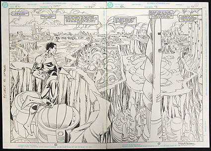 M. D. Bright - GREEN LANTERN (1990-2004) #16 Double Page Splash Comic Art