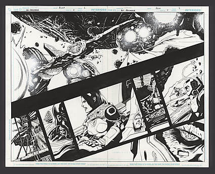 Prentis Rollins - GREEN LANTERN CORPS: RECHARGE (2005-06) #4 Double Page Spread Comic Art