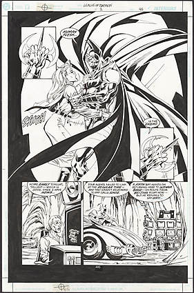 M. D. Bright - LEAGUE OF BATMEN #1 Half Splash Comic Art