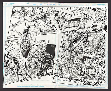 Ken Lashley - SUPERMAN (2011-16) #26 Double Page Spread Comic Art