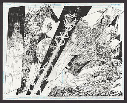 Ken Lashley - SUPERMAN: DOOMED (2014) #1 Double Page Spread Comic Art